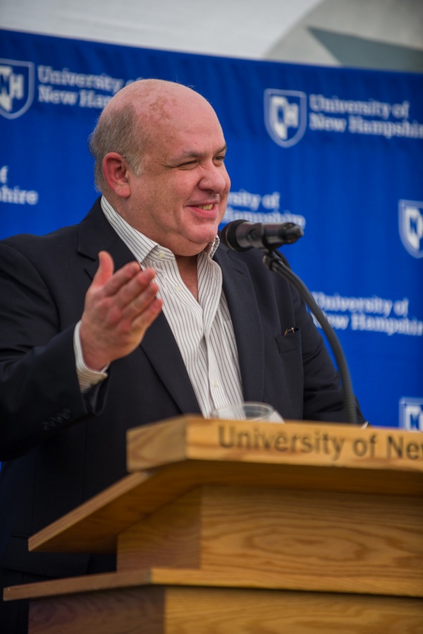 Outgoing UNH president Mark Huddleston with campus community members