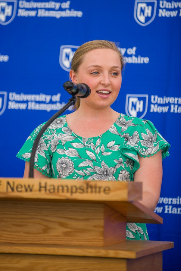 Outgoing UNH president Mark Huddleston with campus community members