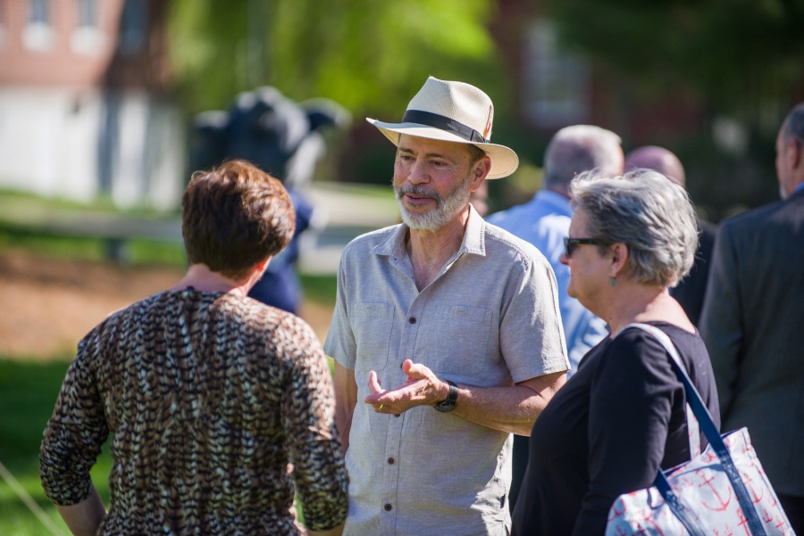 Outgoing UNH president Mark Huddleston with campus community members