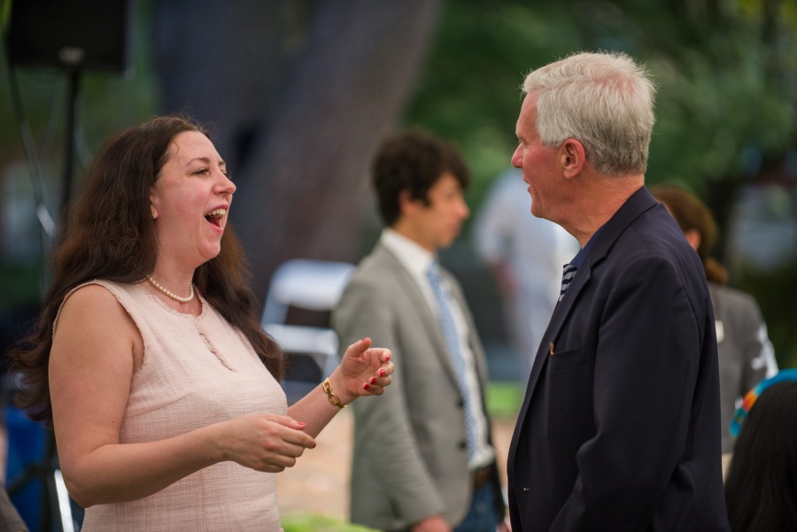 Outgoing UNH president Mark Huddleston with campus community members