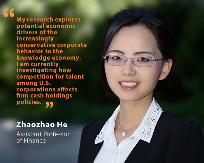 Zhaozhao He, UNH Assistant Professor of Finance, and quote