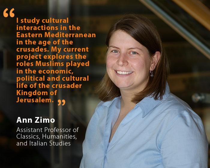 Ann Zimo, UNH Assistant Professor of Classics, Humanities, and Italian Studies, and quote