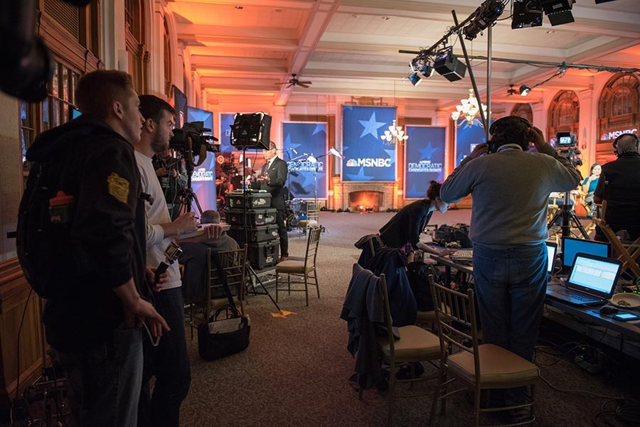 UNH journalism students behind the scenes at the presidential debate