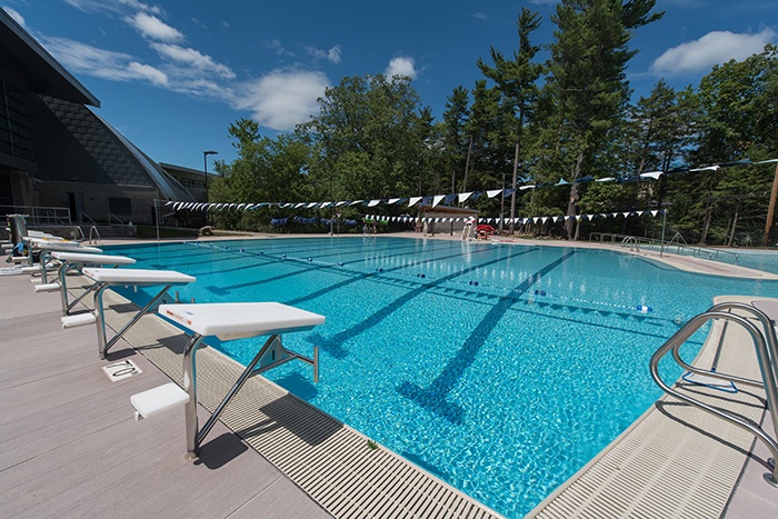 UNH's new outdoor pool diving boards and swimming lanes