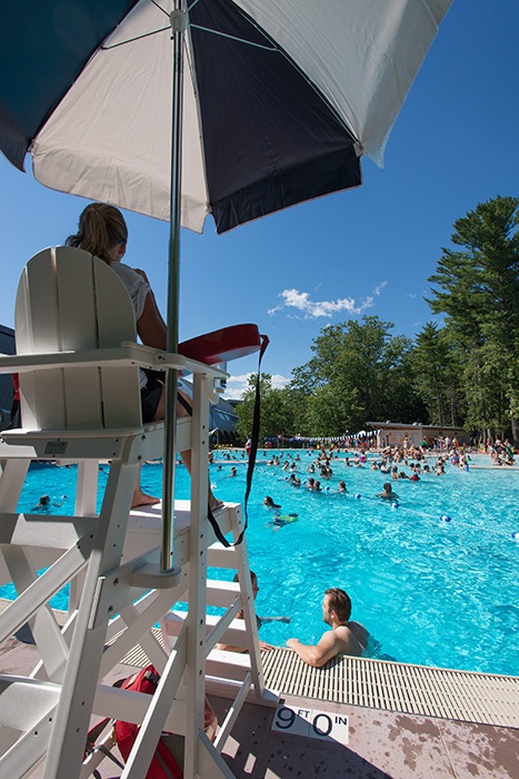 a lifeguard at UNH's new outdoor pool opening
