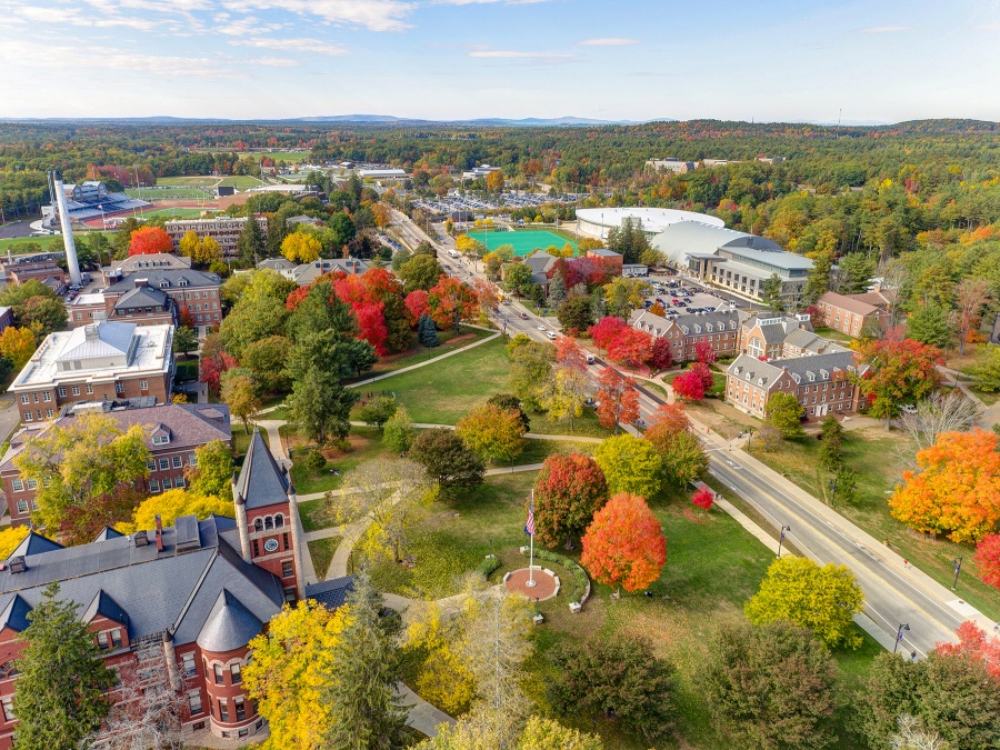 an aerial view of campus