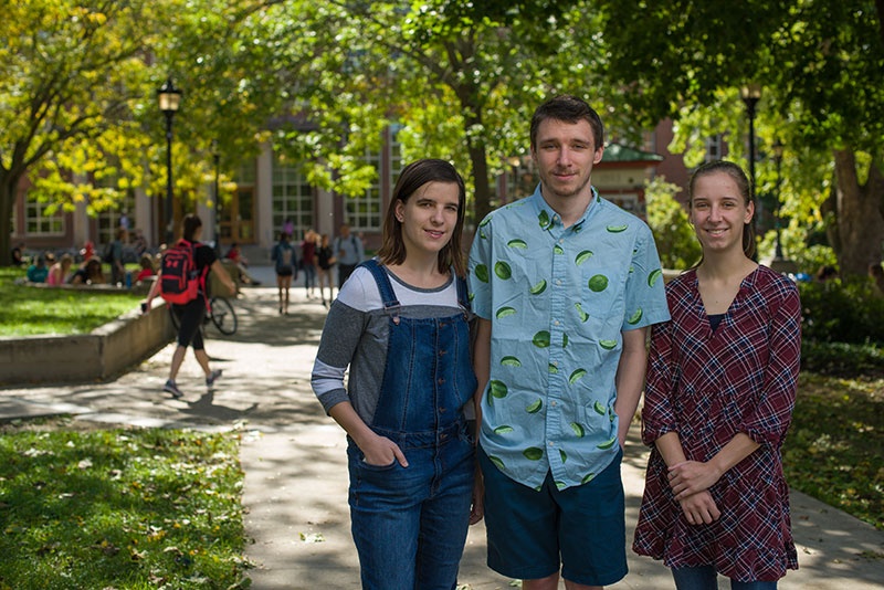UNH students Erica, Julia and Raymond Zabkar