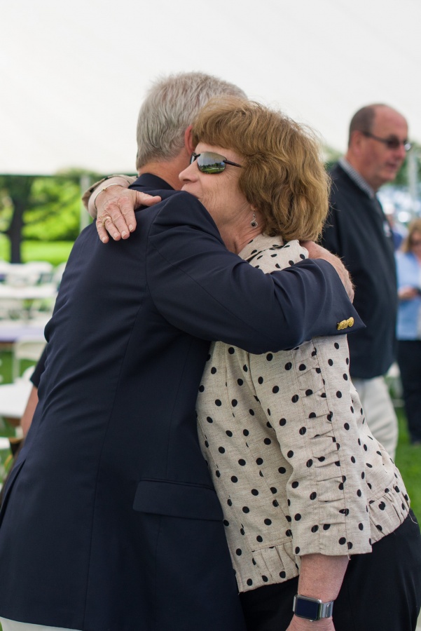 Outgoing UNH president Mark Huddleston with campus community members