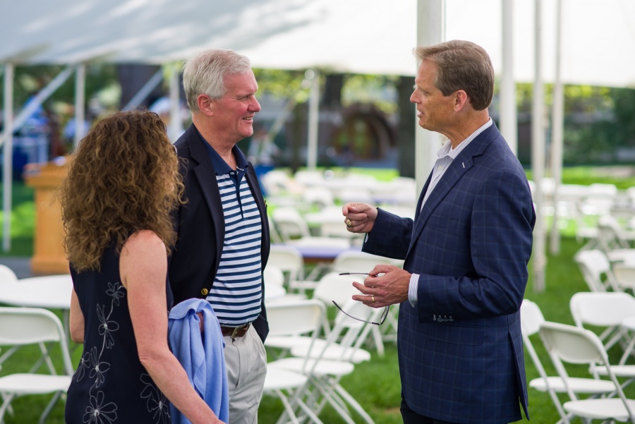 Outgoing UNH president Mark Huddleston with campus community members