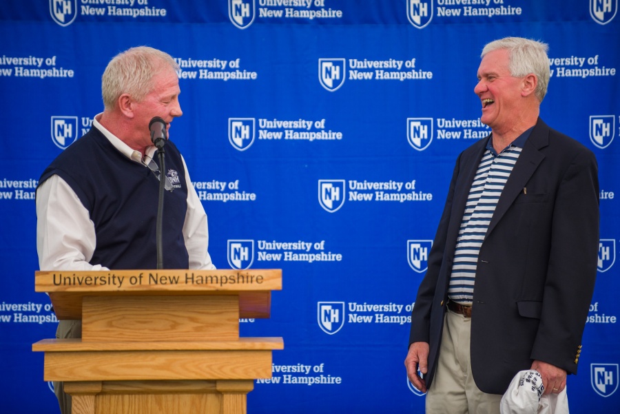  Outgoing UNH president Mark Huddleston with campus community members