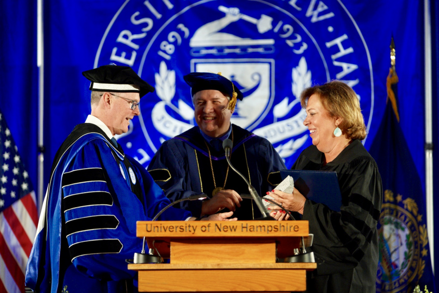 President James Dean and dignitaries at UNH Manchester Commencement 