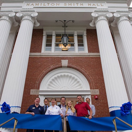 the ribbon cutting at the Hamilton Smith hall grand opening