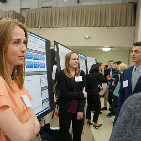 Erin Hart '18, Kelly Trainor '18, Stephanie Trusty '18 and Daniel Hertia '18 at UNH Undergraduate Research Conference