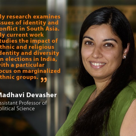Madhavi Devasher, UNH Assistant Professor of Political Science, and quote