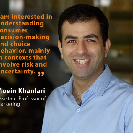 Moein Khanlari, UNH Assistant Professor of Marketing, with quote
