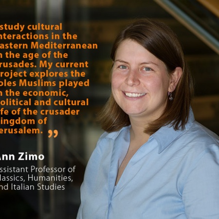 Ann Zimo, UNH Assistant Professor of Classics, Humanities, and Italian Studies, and quote