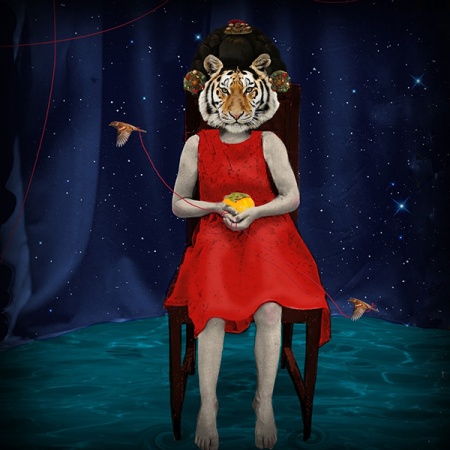 an image of a figure with a tiger head called Tiger, Tiger by UNH student Jane Ham '19