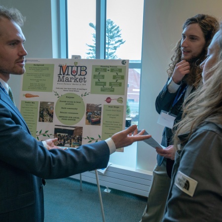A University of New Hampshire student presenting research results during the 2018 Undergraduate Research Conference