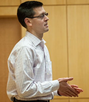 Fred Olsen presenting to classroom full of students