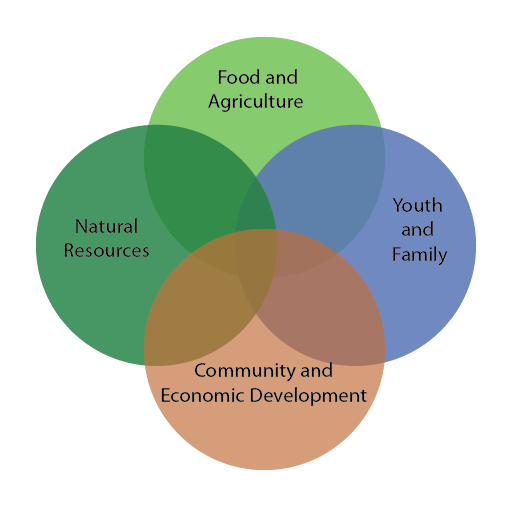 Venn diagram showing focus areas for cooperative extension.