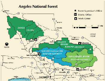 Map of Angeles National Forest