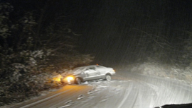 car sliding in the snow